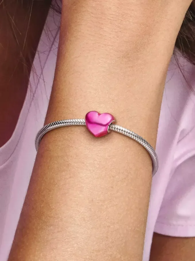 Herz-Charm aus Sterlingsilber in Metallic-Pink