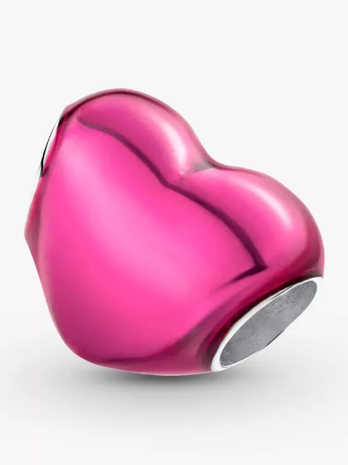 Herz-Charm aus Sterlingsilber in Metallic-Pink