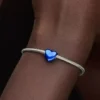 Herz-Charm in Metallic-Blau aus Sterlingsilber