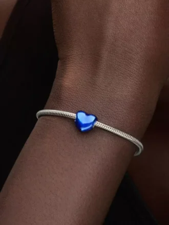 Herz-Charm in Metallic-Blau aus Sterlingsilber