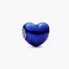 Herz-Charm in Metallic-Blau aus Sterlingsilber