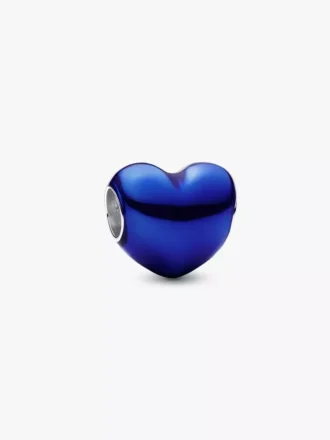 Herz-Charm in Metallic-Blau aus Sterlingsilber