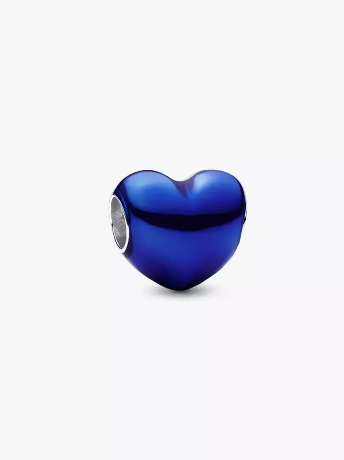 Herz-Charm in Metallic-Blau aus Sterlingsilber