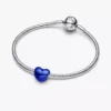 Herz-Charm in Metallic-Blau aus Sterlingsilber