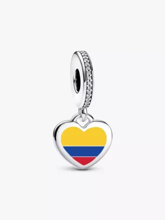 Herz-Charm mit kolumbianischer Flagge aus Sterlingsilber