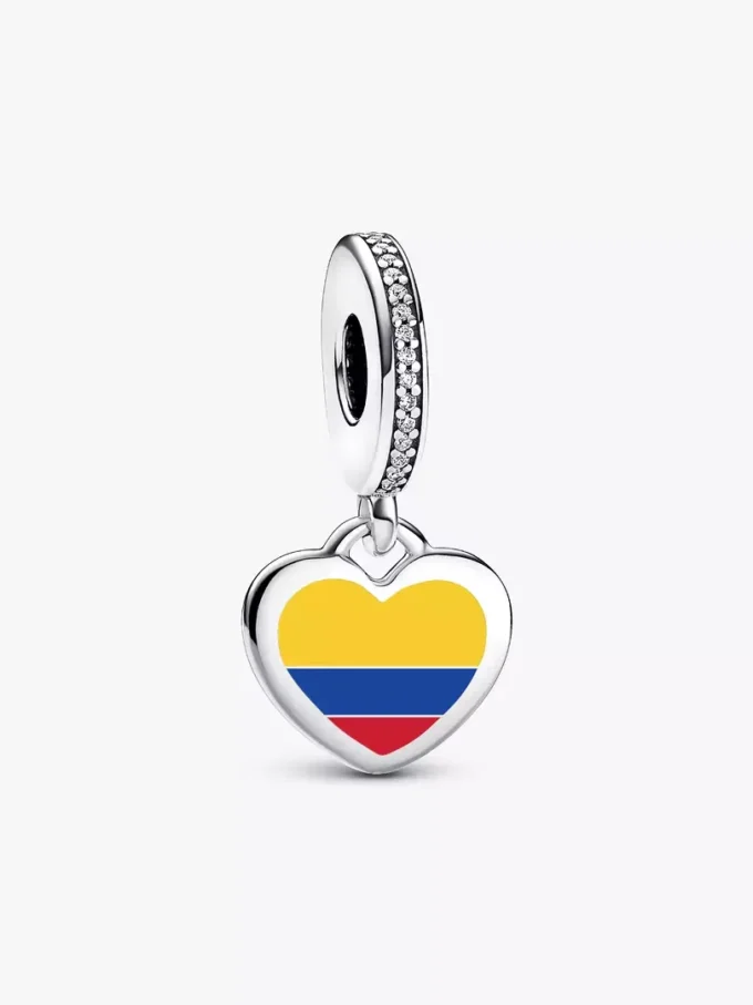 Herz-Charm mit kolumbianischer Flagge aus Sterlingsilber Herz-Charm mit kolumbianischer Flagge aus Sterlingsilber