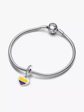 Herz-Charm mit kolumbianischer Flagge aus Sterlingsilber
