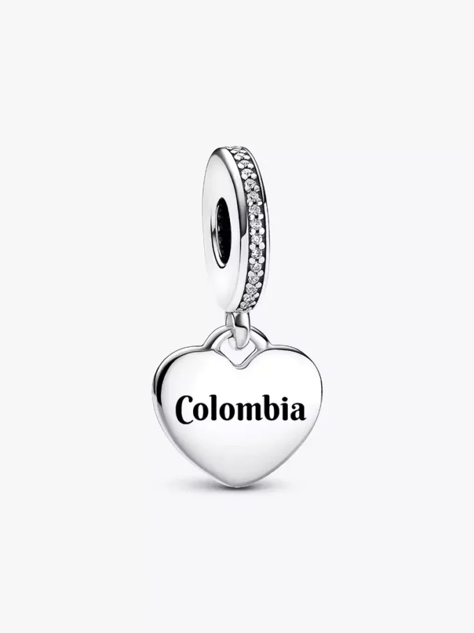 Herz-Charm mit kolumbianischer Flagge aus Sterlingsilber Herz-Charm mit kolumbianischer Flagge aus Sterlingsilber