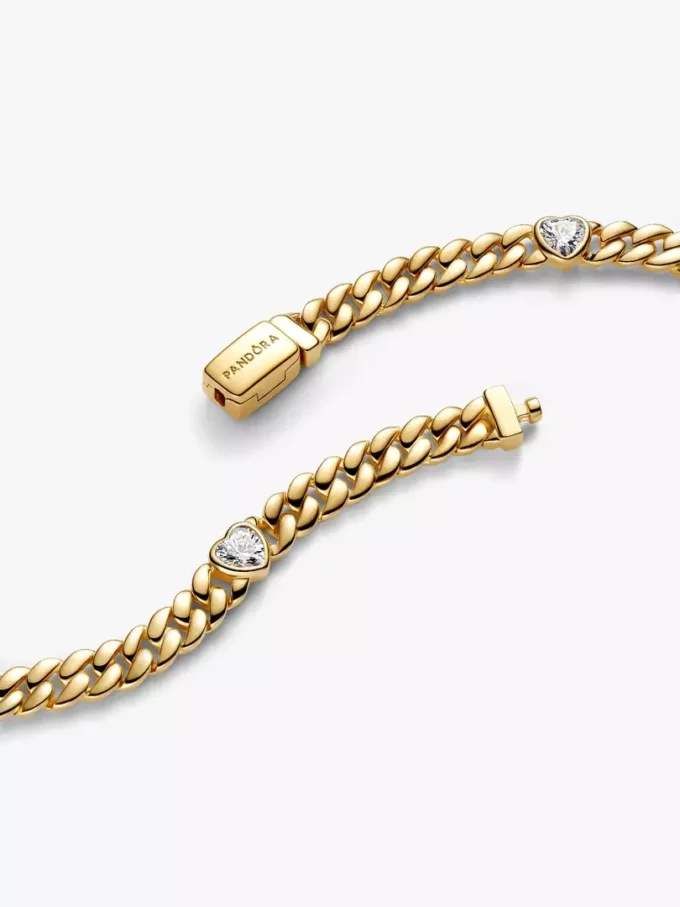 Herz-Cuban-Armband, 14-karätig vergoldet