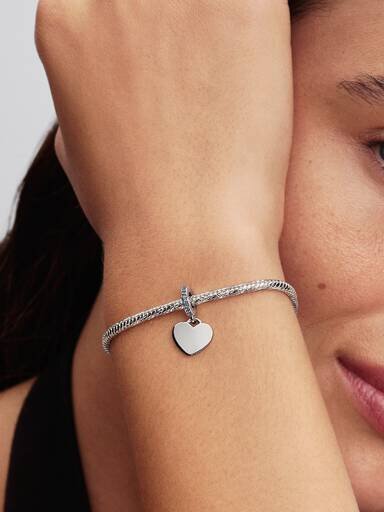 Herz-Dangle Charm mit blauem Stein – Sterlingsilber Herz-Dangle Charm mit blauem Stein – Sterlingsilber