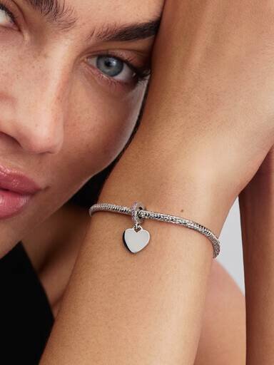 Herz-Dangle Charm mit blauem Stein – Sterlingsilber Herz-Dangle Charm mit blauem Stein – Sterlingsilber