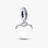 Herz-Dangle Charm mit blauem Stein – Sterlingsilber Herz-Dangle Charm mit blauem Stein – Sterlingsilber