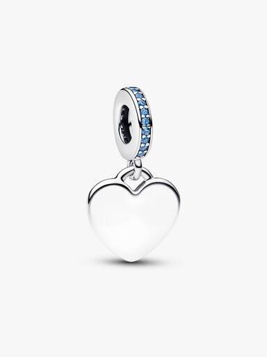 Herz-Dangle Charm mit blauem Stein – Sterlingsilber Herz-Dangle Charm mit blauem Stein – Sterlingsilber