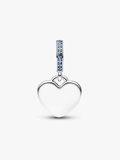 Herz-Dangle Charm mit blauem Stein – Sterlingsilber Herz-Dangle Charm mit blauem Stein – Sterlingsilber