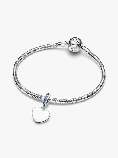 Herz-Dangle Charm mit blauem Stein – Sterlingsilber Herz-Dangle Charm mit blauem Stein – Sterlingsilber