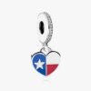 Herz-Dangle Charm mit Texas-Flagge Herz-Dangle Charm mit Texas-Flagge