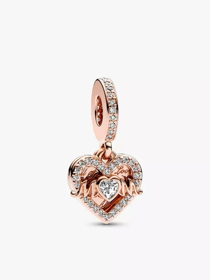Herz-&-Mama-Dangle-Charm-&-Armband-Set, 2er-Set Herz-&-Mama-Dangle-Charm-&-Armband-Set, 2er-Set