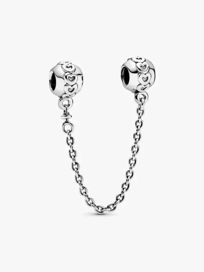 Herz-Safety Chain Charm aus Sterlingsilber Herz-Safety Chain Charm aus Sterlingsilber