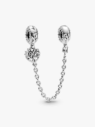 Herz-Stammbaum-Safety Chain-Charm – Sterlingsilber Herz-Stammbaum-Safety Chain-Charm – Sterlingsilber
