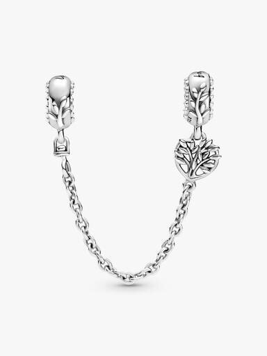 Herz-Stammbaum-Safety Chain-Charm – Sterlingsilber Herz-Stammbaum-Safety Chain-Charm – Sterlingsilber