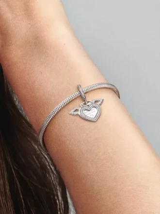Herz- und Engelsflügel-Charm aus Sterlingsilber
