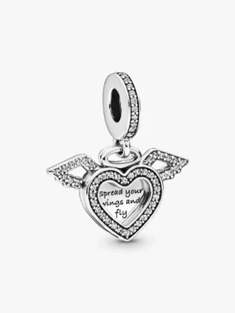 Herz- und Engelsflügel-Charm aus Sterlingsilber