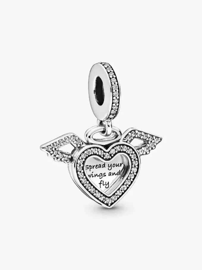 Herz- und Engelsflügel-Charm aus Sterlingsilber Herz- und Engelsflügel-Charm aus Sterlingsilber