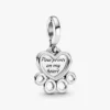 Herzen & Pfotenabdruck-Dangle Charm – Sterlingsilber Herzen & Pfotenabdruck-Dangle Charm – Sterlingsilber