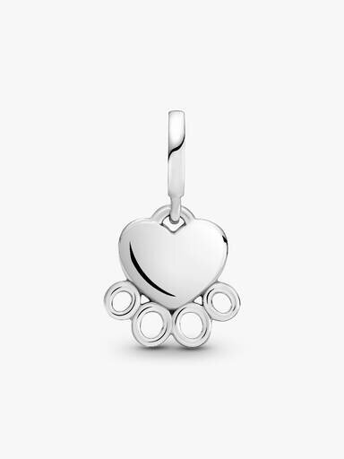 Herzen & Pfotenabdruck-Dangle Charm – Sterlingsilber Herzen & Pfotenabdruck-Dangle Charm – Sterlingsilber