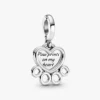Herzen- und Pfotenabdruck-Dangle Charm aus Sterlingsilber Herzen- und Pfotenabdruck-Dangle Charm aus Sterlingsilber