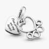 Herzen- und Pfotenabdruck-Dangle Charm aus Sterlingsilber Herzen- und Pfotenabdruck-Dangle Charm aus Sterlingsilber