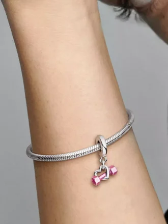 Hängender Dangle Charm „Hantel & Herz“ aus Sterlingsilber