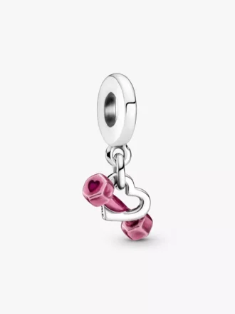 Hängender Dangle Charm „Hantel & Herz“ aus Sterlingsilber