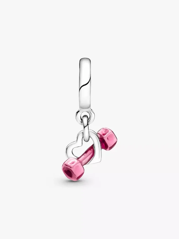 Hängender Dangle Charm „Hantel & Herz“ aus Sterlingsilber Hängender Dangle Charm „Hantel & Herz“ aus Sterlingsilber