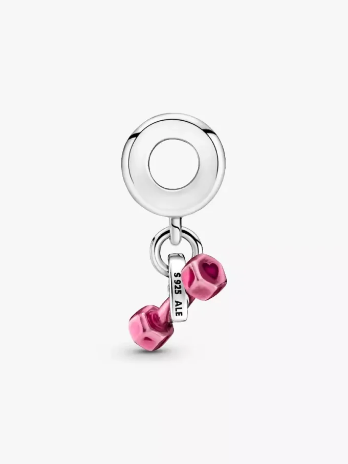Hängender Dangle Charm „Hantel & Herz“ aus Sterlingsilber Hängender Dangle Charm „Hantel & Herz“ aus Sterlingsilber