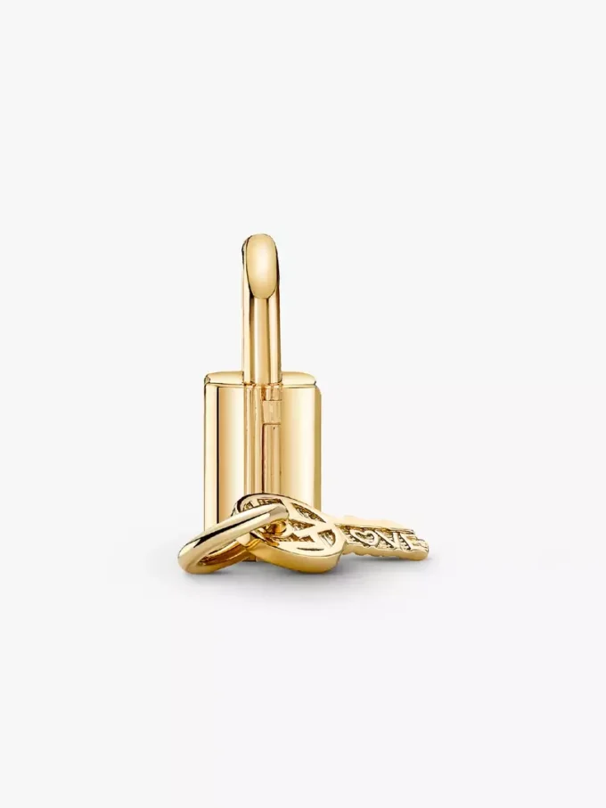 Hängender Dangle Charm „Vorhängeschloss & Schlüssel“ mit 14-karätiger Vergoldung Hängender Dangle Charm „Vorhängeschloss & Schlüssel“ mit 14-karätiger Vergoldung