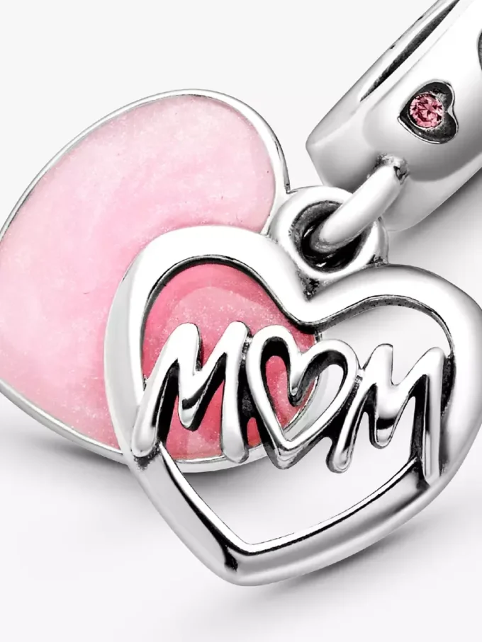 Hängender Herz-Dangle Charm „Mom“ aus Sterlingsilber Hängender Herz-Dangle Charm „Mom“ aus Sterlingsilber