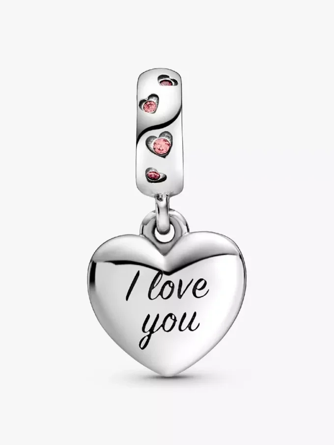 Hängender Herz-Dangle Charm „Mom“ aus Sterlingsilber Hängender Herz-Dangle Charm „Mom“ aus Sterlingsilber