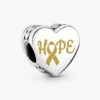 Hope Gold Ribbon Heart Charm – Sterlingsilber