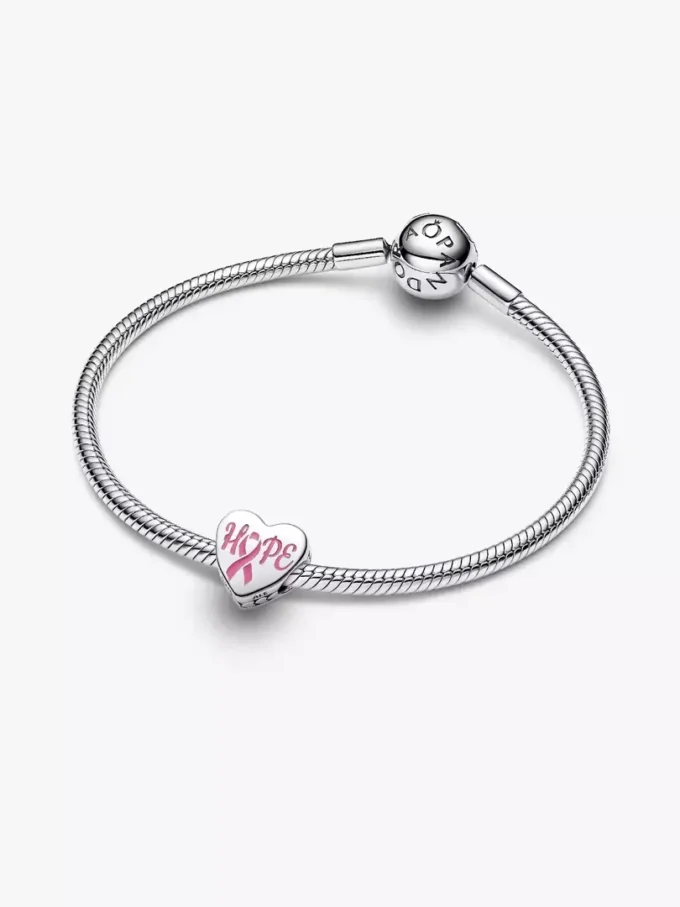 „Hope Heart“-Charm aus Sterlingsilber mit rosa Emaille „Hope Heart“-Charm aus Sterlingsilber mit rosa Emaille