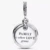 Im Dunkeln leuchtender Doppel-Dangle Charm „Infinity Tree“ aus Sterlingsilber