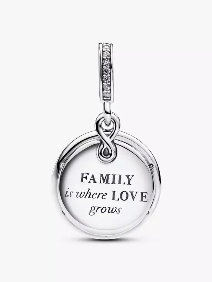 Im Dunkeln leuchtender Doppel-Dangle Charm „Infinity Tree“ aus Sterlingsilber