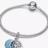Im Dunkeln leuchtender Doppel-Dangle Charm „Infinity Tree“ aus Sterlingsilber