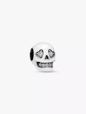 Im Dunkeln leuchtender, funkelnder Totenkopf-Charm aus Sterlingsilber