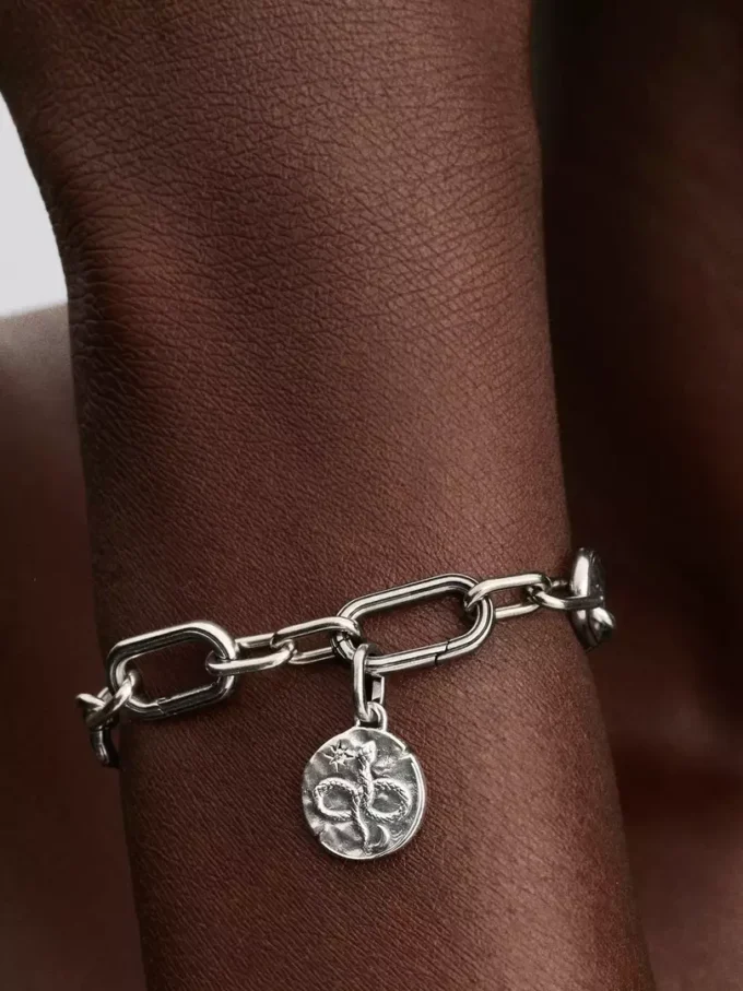 Infinity-Schlangenmedaillon-Charm aus Sterlingsilber