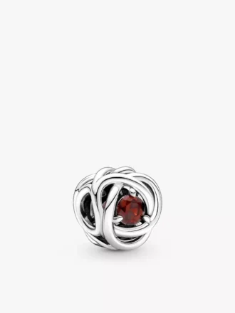 Januar-Charm „Red Eternity Circle“ aus Sterlingsilber