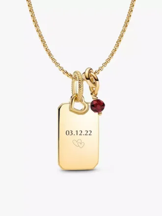 Januar-Dangle Charm-Halsketten-Set mit gravierbarer Kette, 3er-Set