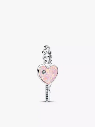 Opaleszierender Herz-Schlüssel-Dangle Charm aus Sterlingsilber