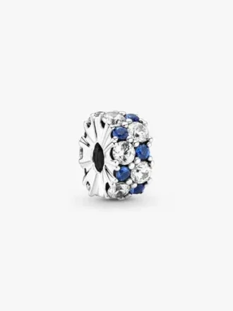 Klarer & blauer funkelnder Clip Charm – Sterlingsilber
