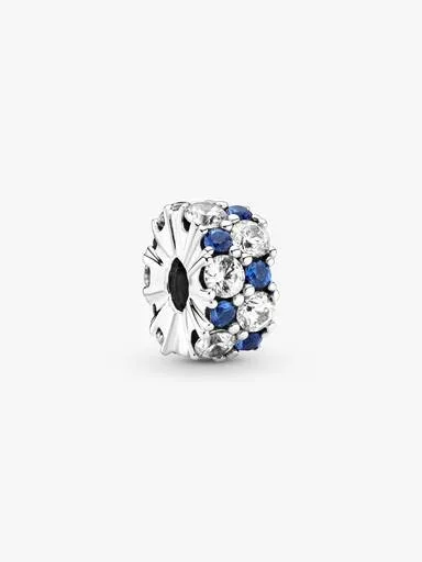 Klarer & blauer funkelnder Clip Charm – Sterlingsilber Klarer & blauer funkelnder Clip Charm – Sterlingsilber